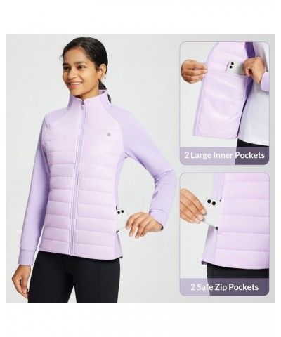 Women's Lightweight Warm Jacket Running Insulated Water Resistant Fall Jackets Winter Hiking Hybrid Puffer Coat Purple Rose $...