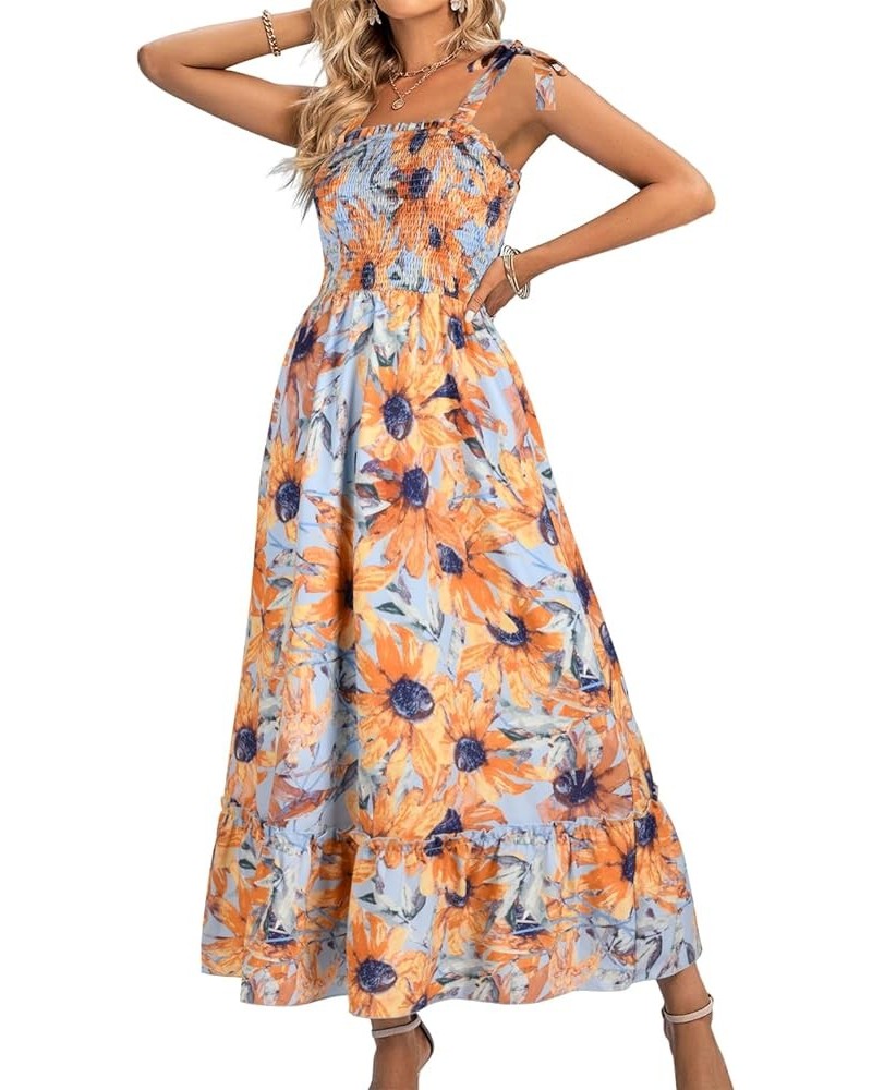 Women's Summer Maxi Dress 2024 Boho Floral Smocked Shirred Beach Sundress 1 Gold Susan $22.54 Dresses