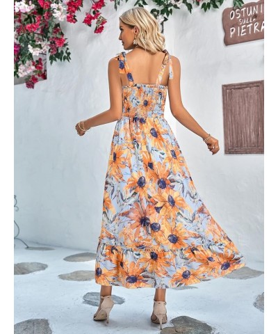 Women's Summer Maxi Dress 2024 Boho Floral Smocked Shirred Beach Sundress 1 Gold Susan $22.54 Dresses