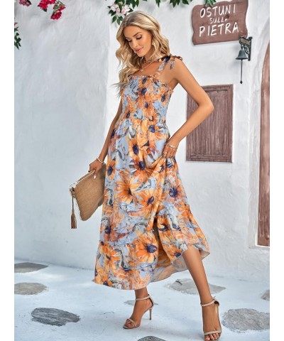 Women's Summer Maxi Dress 2024 Boho Floral Smocked Shirred Beach Sundress 1 Gold Susan $22.54 Dresses