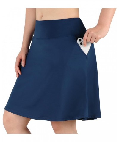 Women's 20" Knee Length Skorts Skirts Casual High Waist Athletic Tennis Golf Skirt with Pockets Navy $19.88 Skirts