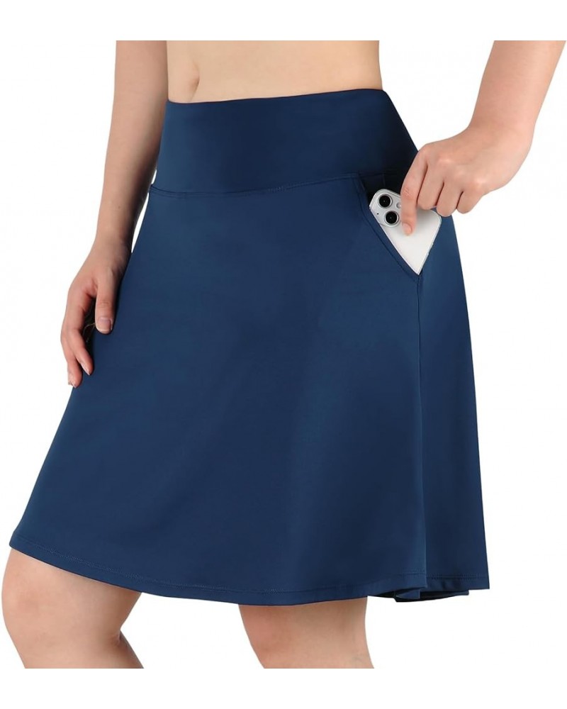 Women's 20" Knee Length Skorts Skirts Casual High Waist Athletic Tennis Golf Skirt with Pockets Navy $19.88 Skirts