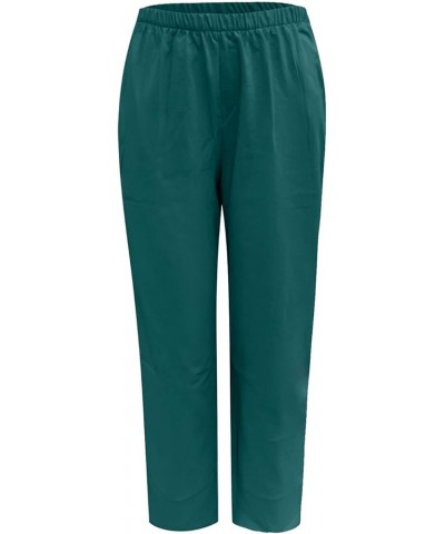 Linen Pants Women Plus Size High Waisted Elastic Trouser Fashion Drawstring Pants Loose Breathable Capris with Pockets A1 - G...