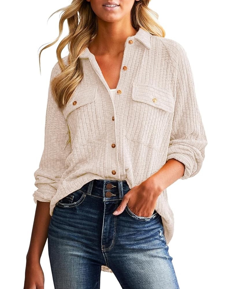 Spring Summer Tops for Women Fashion 2024 Long Sleeve Blouses and Button Down Shirts Dressy Casual White $16.20 Blouses