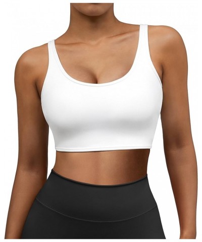 Backless Sports Bra for Women Spaghetti Strap Padded Workout Yoga Bra 7 White $15.94 Lingerie