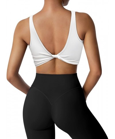 Backless Sports Bra for Women Spaghetti Strap Padded Workout Yoga Bra 7 White $15.94 Lingerie