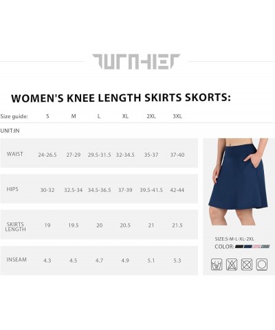 Women's 20" Knee Length Skorts Skirts Casual High Waist Athletic Tennis Golf Skirt with Pockets Navy $19.88 Skirts