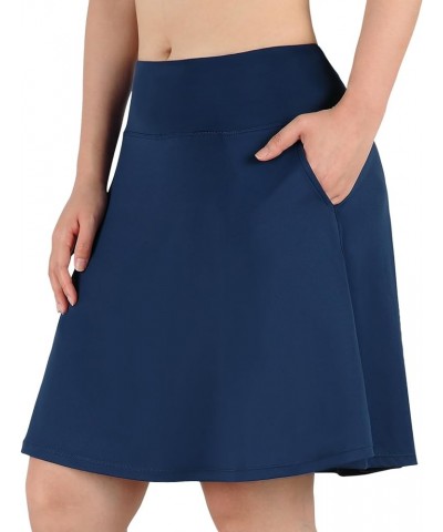 Women's 20" Knee Length Skorts Skirts Casual High Waist Athletic Tennis Golf Skirt with Pockets Navy $19.88 Skirts