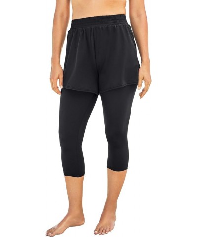 Women's Plus Size Shorted Swim Capri Black $22.98 Swimsuits