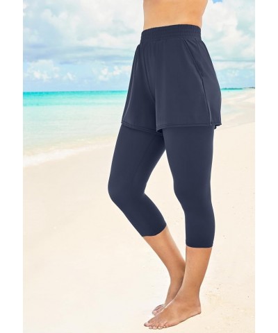 Women's Plus Size Shorted Swim Capri Black $22.98 Swimsuits