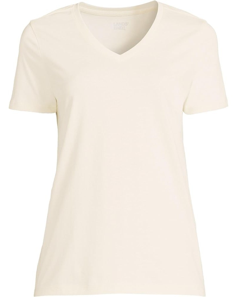 Women's Tall Relaxed Supima Cotton Short Sleeve V-Neck T-Shirt Fresh Ivory $17.46 T-Shirts