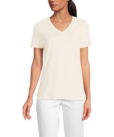 Women's Tall Relaxed Supima Cotton Short Sleeve V-Neck T-Shirt Fresh Ivory $17.46 T-Shirts