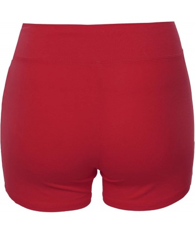 Women's Basic Solid Premium Cotton High Rise Bike Shorts Dark Red $8.95 Activewear