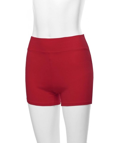 Women's Basic Solid Premium Cotton High Rise Bike Shorts Dark Red $8.95 Activewear