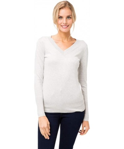 Soft Knit Pullover Sweater - V-Neck Casual Long Sleeve Heathergrey2 $12.50 Sweaters