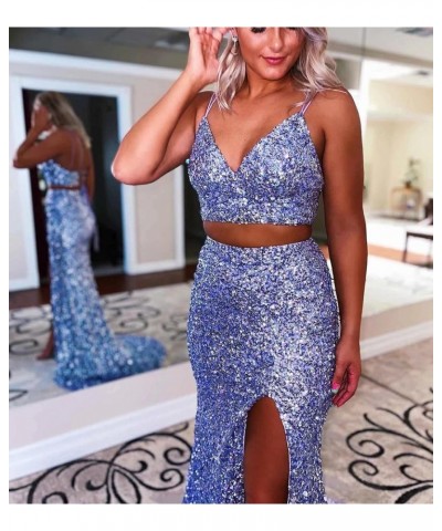 Two-Pieces Mermaid Shimmer Prom Dresses Party Skirt for Women Glittery Cocktail Evening Gowns Casual Party Dresses Dark Grey ...