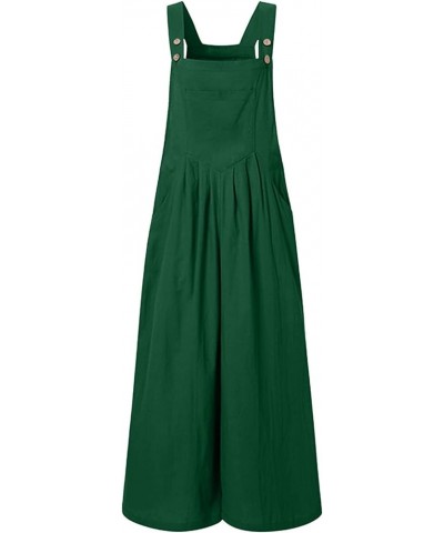 Womens Overalls Black Women's Loose Baggy Wide Leg Cotton Linen Overalls Jumpsuit Harem Pants with Pockets Z3-green $3.59 Ove...