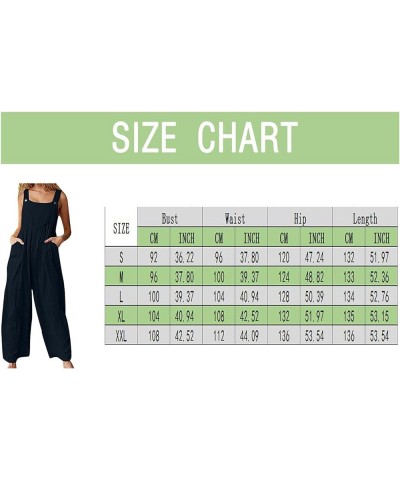 Womens Overalls Black Women's Loose Baggy Wide Leg Cotton Linen Overalls Jumpsuit Harem Pants with Pockets Z3-green $3.59 Ove...