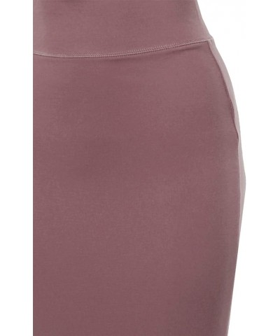 Women's Basic Solid Ponte Knee Length Slit Techno Span High Waist Pencil Skirt Wood Pink $10.25 Skirts