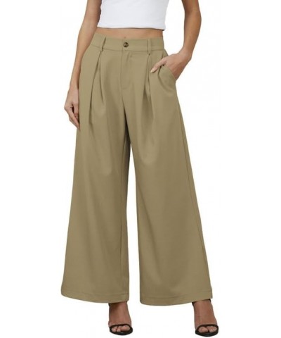 Women Dress Pants High Waisted Wide Leg Pants Business Casual Flowy Loose Palazzo Trousers with Pockets Khaki $18.47 Pants