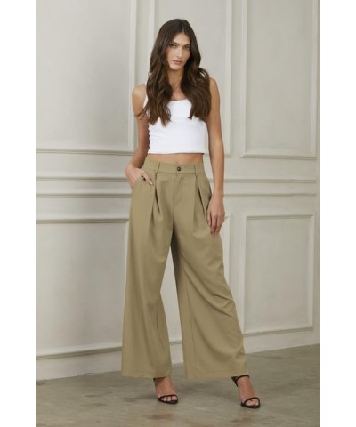 Women Dress Pants High Waisted Wide Leg Pants Business Casual Flowy Loose Palazzo Trousers with Pockets Khaki $18.47 Pants