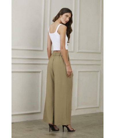 Women Dress Pants High Waisted Wide Leg Pants Business Casual Flowy Loose Palazzo Trousers with Pockets Khaki $18.47 Pants