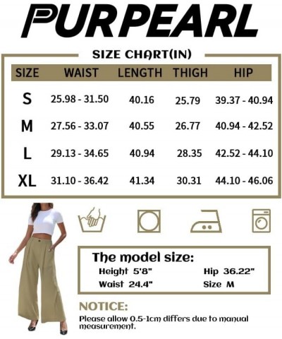 Women Dress Pants High Waisted Wide Leg Pants Business Casual Flowy Loose Palazzo Trousers with Pockets Khaki $18.47 Pants