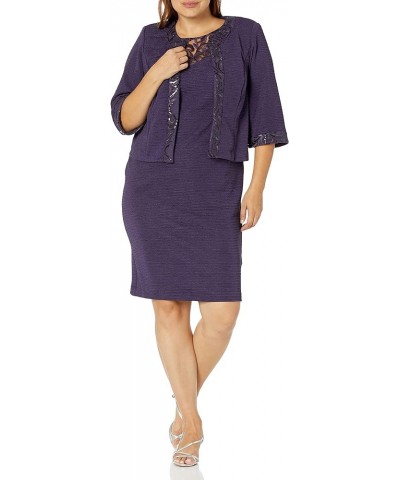 Women's Plus Size Day to Evening Jacket Dress Grape $31.60 Dresses