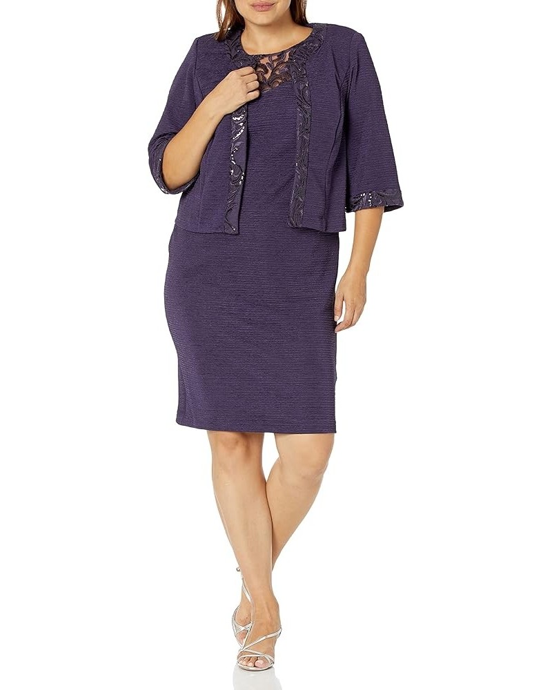 Women's Plus Size Day to Evening Jacket Dress Grape $31.60 Dresses