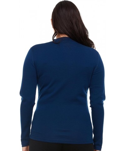 100% Merino Wool Long Sleeve Midweight Mock Neck - Warm Sweater - Soft Base Layer Top Navy Blue $48.44 Sweaters