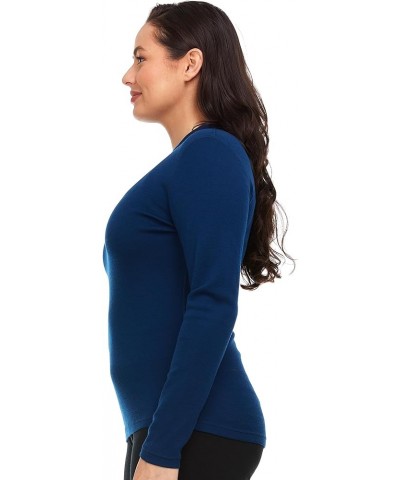 100% Merino Wool Long Sleeve Midweight Mock Neck - Warm Sweater - Soft Base Layer Top Navy Blue $48.44 Sweaters