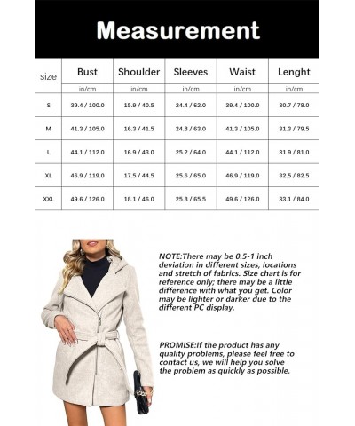 Women Wool Blend Jacket Hooded Casual Trench Belted Coat Beige Apricot With Collar $33.00 Coats