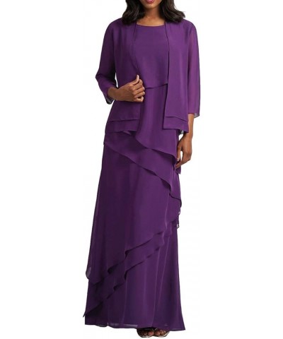 Chiffon Mother of The Bride Dresses for Wedding Long Formal Evening Dress Long Mother of Groom Dresses with Jacket Purple $32...