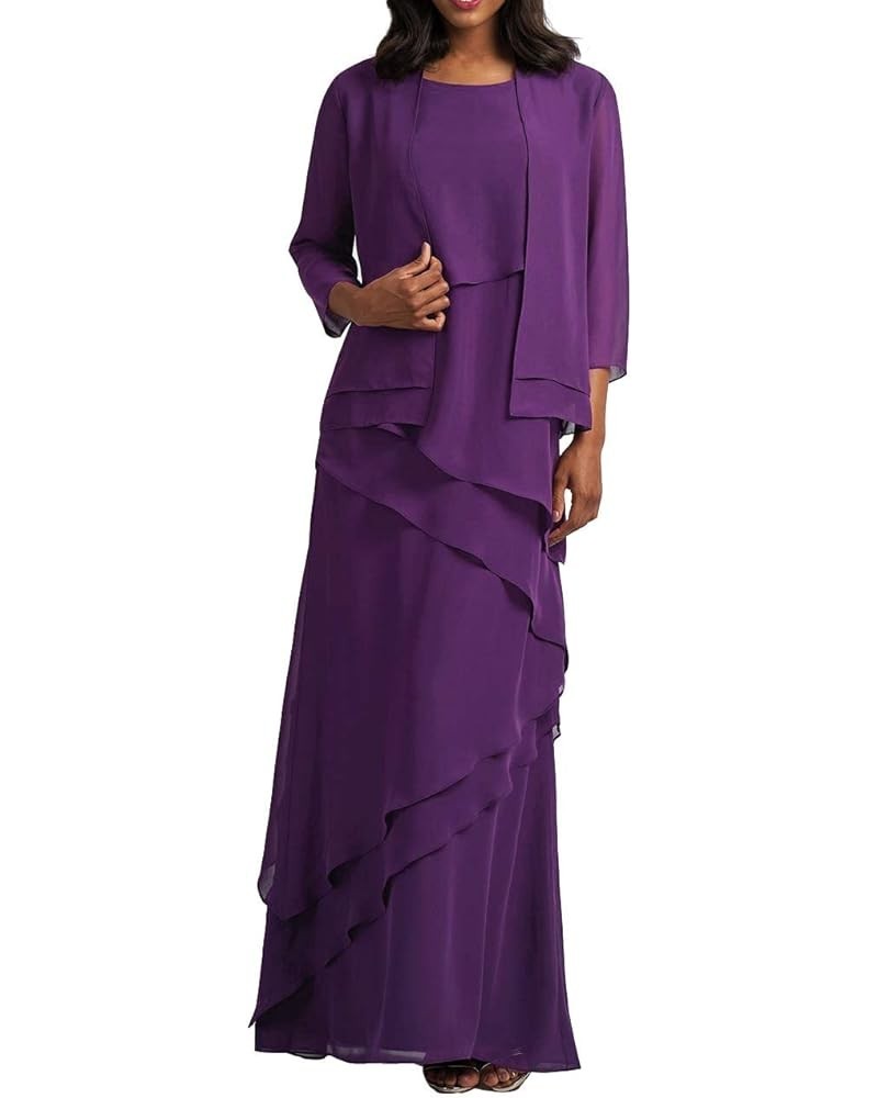 Chiffon Mother of The Bride Dresses for Wedding Long Formal Evening Dress Long Mother of Groom Dresses with Jacket Purple $32...