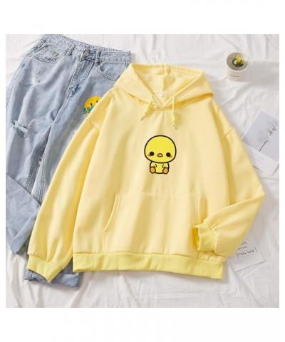 Womens Long Sleeve Sweatshirt Cartoon Cute Duck Printed Hoodie Pullover Tops Yellow $20.98 Hoodies & Sweatshirts