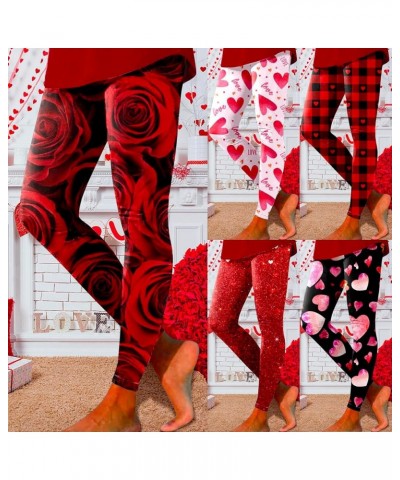 Valentines Day Leggings for Women Red Heart Love Pattern High Waist Sporty Leggings Valentine's Day Print Yoga Pants Z2-hot P...