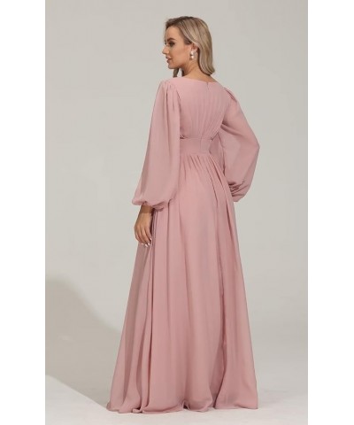 Long Sleeve Bridesmaid Dresses for Women Chiffon Empire Waist Wedding Guest Dresses Formal Evening Dress,R120 Desert Rose $29...