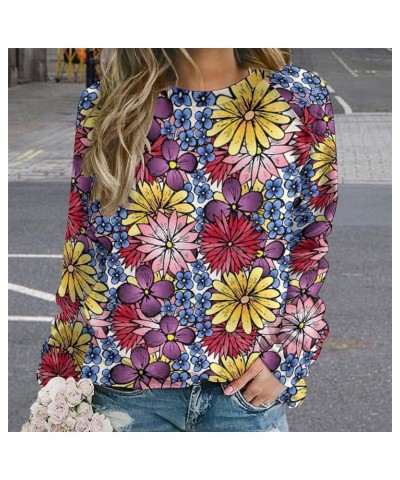 Womens Floral Sweatshirt Novelty Oversized Crewneck Sweatshirt Casual Loose Fit Long Sleeve Graphic Pullover Tops Shirt Flora...