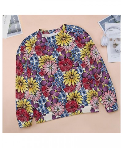 Womens Floral Sweatshirt Novelty Oversized Crewneck Sweatshirt Casual Loose Fit Long Sleeve Graphic Pullover Tops Shirt Flora...