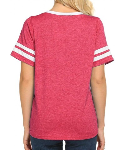 Womens Summer Tops Casual Short/Long Sleeve T-Shirts Watermelon Red $12.74 T-Shirts