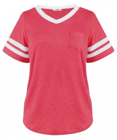 Womens Summer Tops Casual Short/Long Sleeve T-Shirts Watermelon Red $12.74 T-Shirts