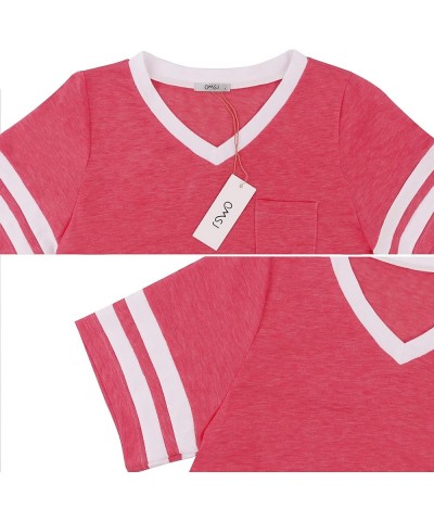 Womens Summer Tops Casual Short/Long Sleeve T-Shirts Watermelon Red $12.74 T-Shirts