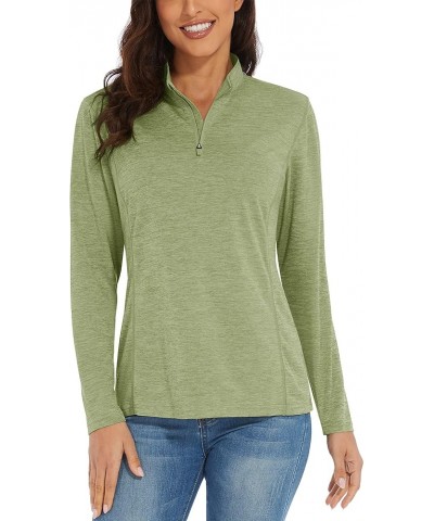 Women's UPF 50+ Hiking Shirts Sun Protection 1/4 Zip Quick Dry Lightweight Long Sleeve Outdoor Performance W-green $15.29 Act...