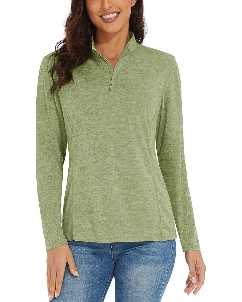 Women's UPF 50+ Hiking Shirts Sun Protection 1/4 Zip Quick Dry Lightweight Long Sleeve Outdoor Performance W-green $15.29 Act...