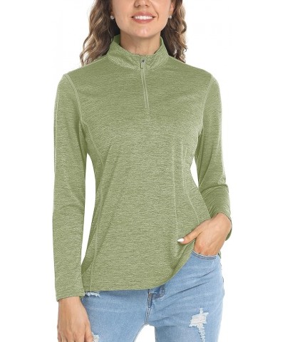 Women's UPF 50+ Hiking Shirts Sun Protection 1/4 Zip Quick Dry Lightweight Long Sleeve Outdoor Performance W-green $15.29 Act...