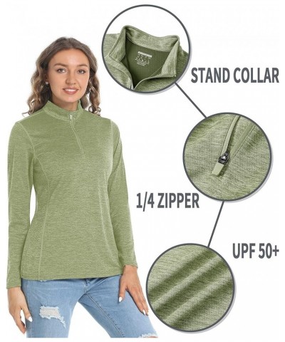 Women's UPF 50+ Hiking Shirts Sun Protection 1/4 Zip Quick Dry Lightweight Long Sleeve Outdoor Performance W-green $15.29 Act...