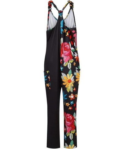 Womens Straps Jumpsuits Dressy, Vintage Print Overall Jumpsuit Casual Loose Jumpsuit Romper 11-black $32.55 Jumpsuits