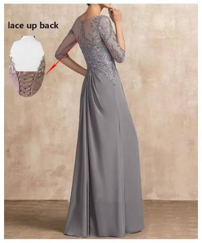 Mother of The Bride Dress 3/4 Sleeve Chiffon Laces Appliques Ruched Formal Evening Gowns Lavender $34.78 Dresses