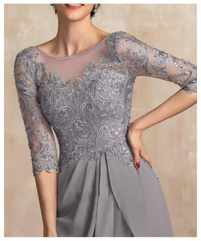 Mother of The Bride Dress 3/4 Sleeve Chiffon Laces Appliques Ruched Formal Evening Gowns Lavender $34.78 Dresses