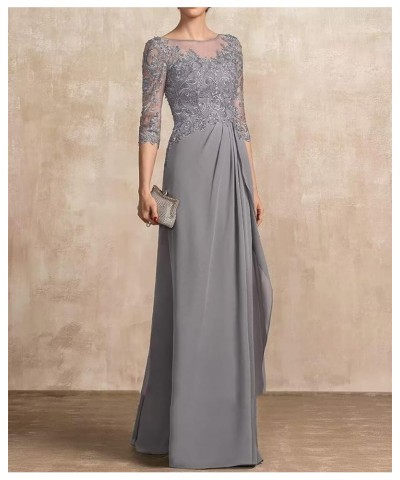 Mother of The Bride Dress 3/4 Sleeve Chiffon Laces Appliques Ruched Formal Evening Gowns Lavender $34.78 Dresses